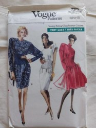 7275 VOGUE PLEAT INSET TAPER- FLARE DRESS 1988 PATTERNS 6-10